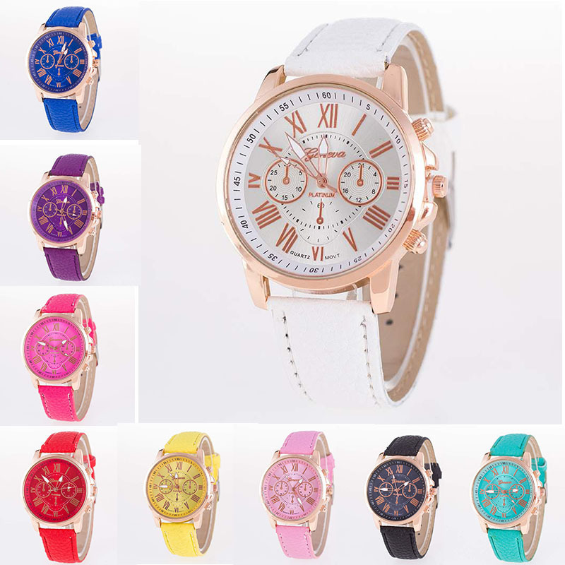 Three eyes Watch Retro Geneva student Couple On the table   Male and female Belt quartz trend Watch