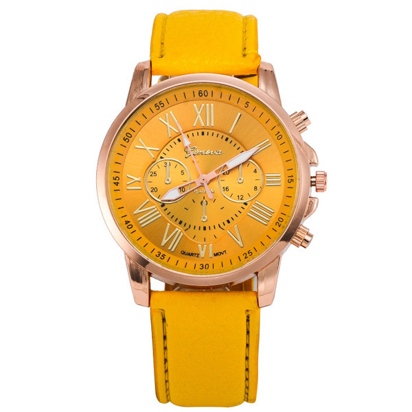 Three eyes Watch Retro Geneva student Couple On the table   Male and female Belt quartz trend Watch