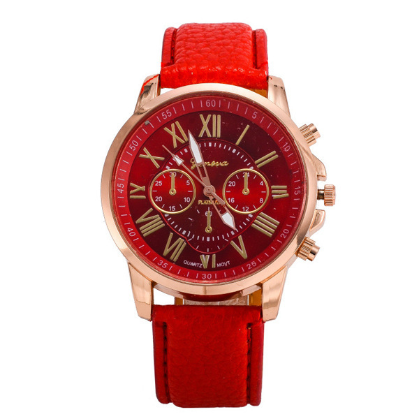 Three eyes Watch Retro Geneva student Couple On the table   Male and female Belt quartz trend Watch
