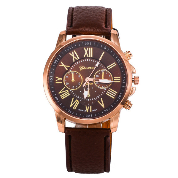 Three eyes Watch Retro Geneva student Couple On the table   Male and female Belt quartz trend Watch