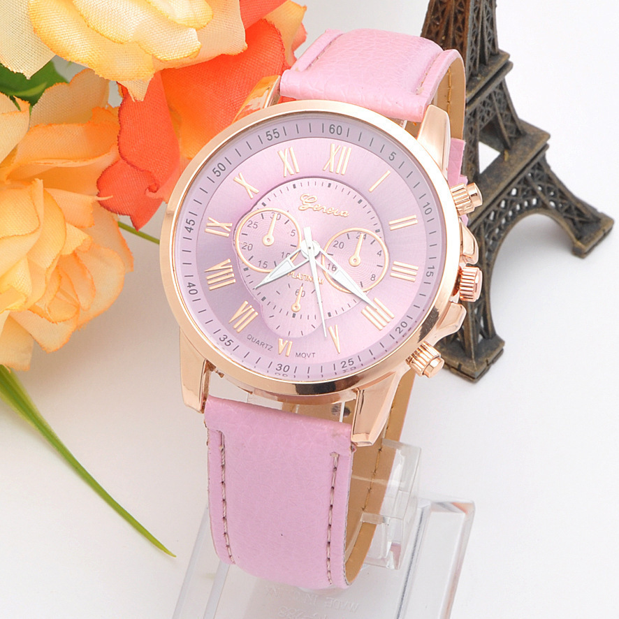Three eyes Watch Retro Geneva student Couple On the table   Male and female Belt quartz trend Watch