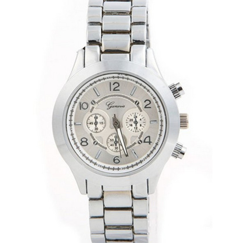 Geneva Double Row Diamond Alloy Steel Strip Watch   Fashion Trend Quartz Watches