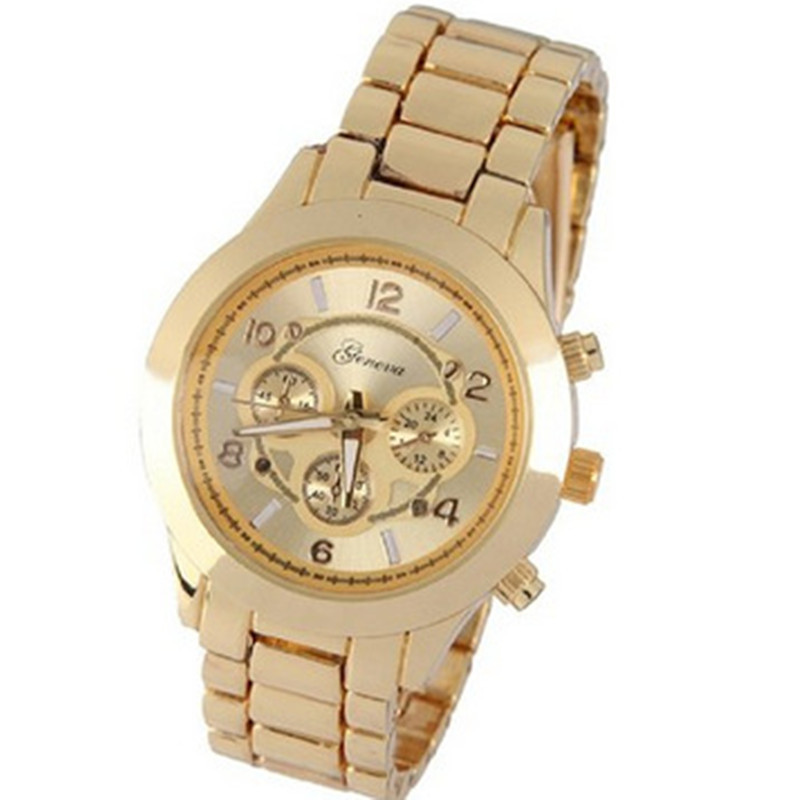 Geneva Double Row Diamond Alloy Steel Strip Watch   Fashion Trend Quartz Watches