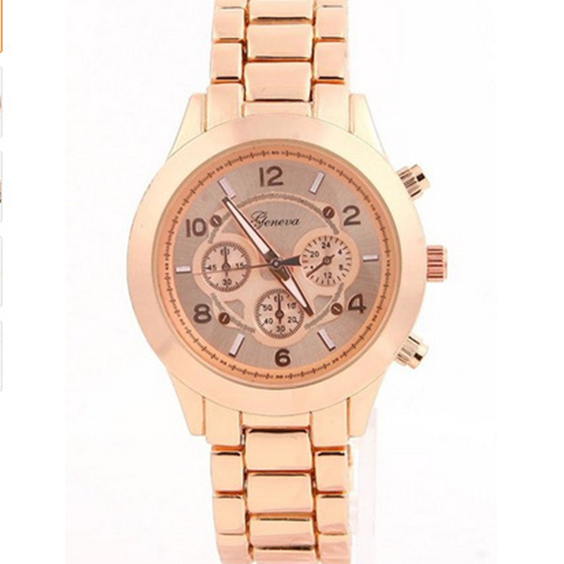 Geneva Double Row Diamond Alloy Steel Strip Watch   Fashion Trend Quartz Watches