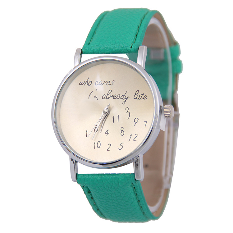 Trend Fashion Leisure Simple Digital Litchi Patterned Silver Beard Shell Belt  Watches