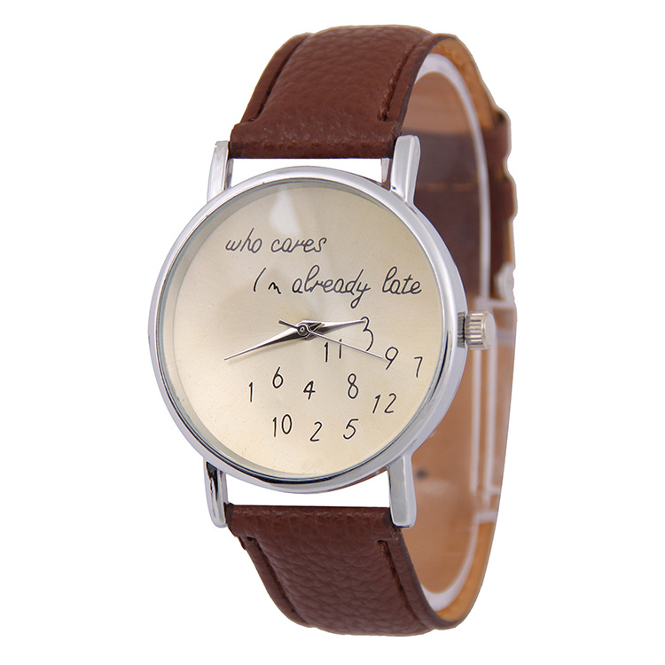 Trend Fashion Leisure Simple Digital Litchi Patterned Silver Beard Shell Belt  Watches