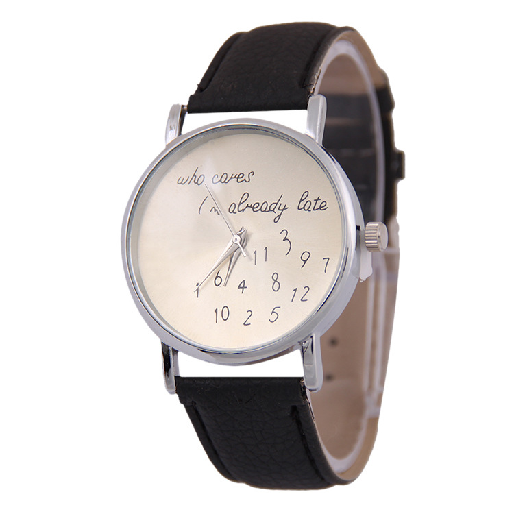 Trend Fashion Leisure Simple Digital Litchi Patterned Silver Beard Shell Belt  Watches