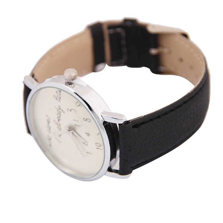 Trend Fashion Leisure Simple Digital Litchi Patterned Silver Beard Shell Belt  Watches