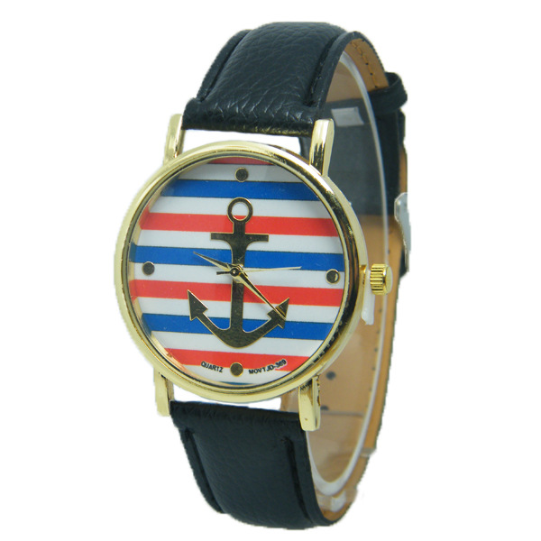 Fashion Trend Leisure Simple Belt Anchor Watch  Horizontal Stripes Big Anchor Watches