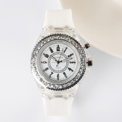 Fashion Trend Geneva Watch Leisure Silica Gel Men And Women Watch Glowing LED Lights Watch