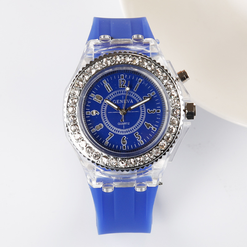 Fashion Trend Geneva Watch Leisure Silica Gel Men And Women Watch Glowing LED Lights Watch