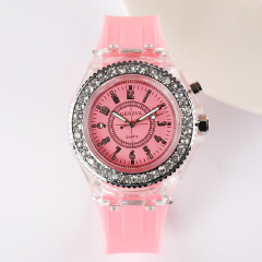 Fashion Trend Geneva Watch Leisure Silica Gel Men And Women Watch Glowing LED Lights Watch