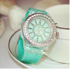 Fashion Trend Geneva Watch Leisure Silica Gel Men And Women Watch Glowing LED Lights Watch