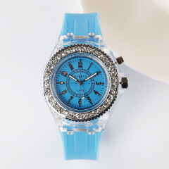 Fashion Trend Geneva Watch Leisure Silica Gel Men And Women Watch Glowing LED Lights Watch