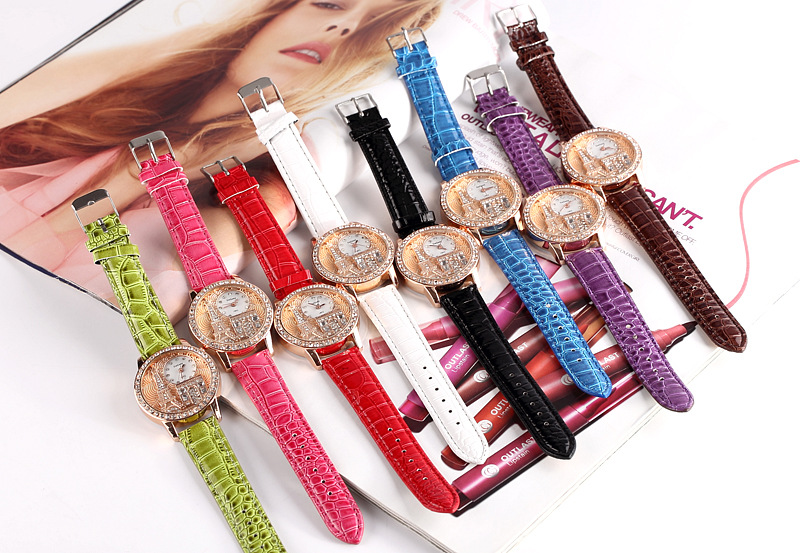 Fashion Banner Relief Eiffel Tower Fine Diamond Ms Watch