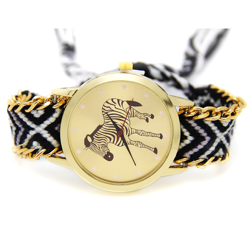 The New Zebra Artificial Weave Straps Fashion Watch Ms Cloth Belt Watches