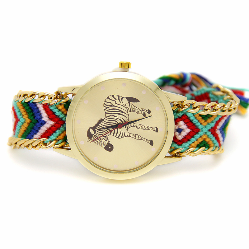 The New Zebra Artificial Weave Straps Fashion Watch Ms Cloth Belt Watches
