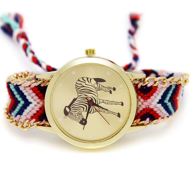 The New Zebra Artificial Weave Straps Fashion Watch Ms Cloth Belt Watches