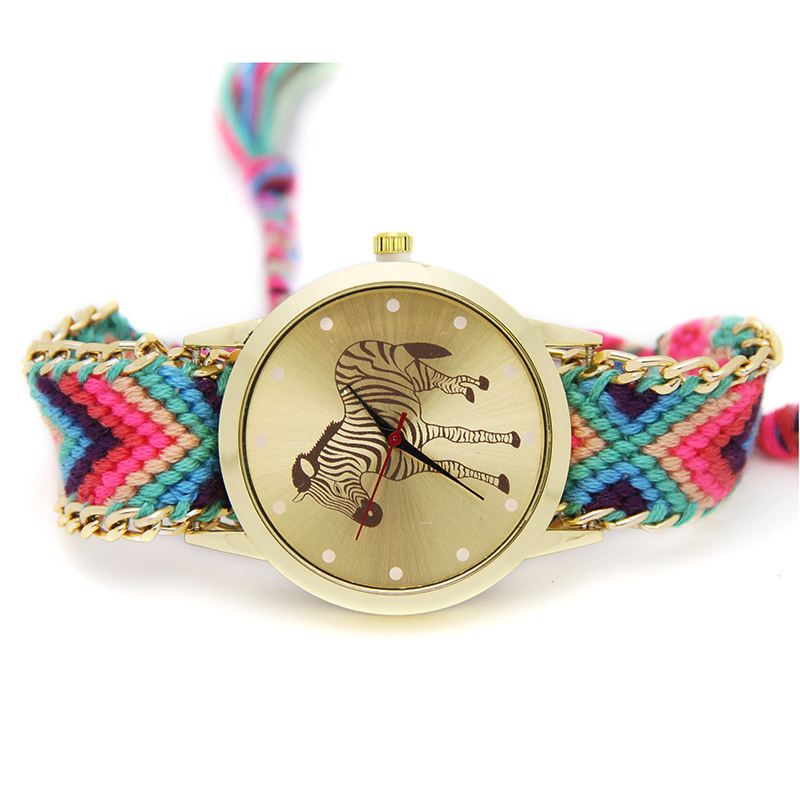 The New Zebra Artificial Weave Straps Fashion Watch Ms Cloth Belt Watches