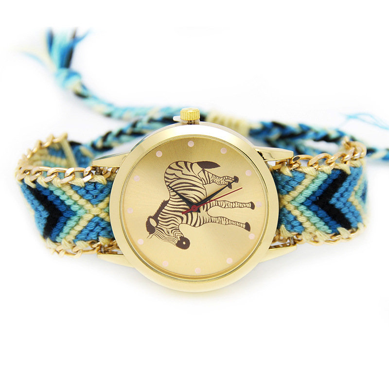 The New Zebra Artificial Weave Straps Fashion Watch Ms Cloth Belt Watches
