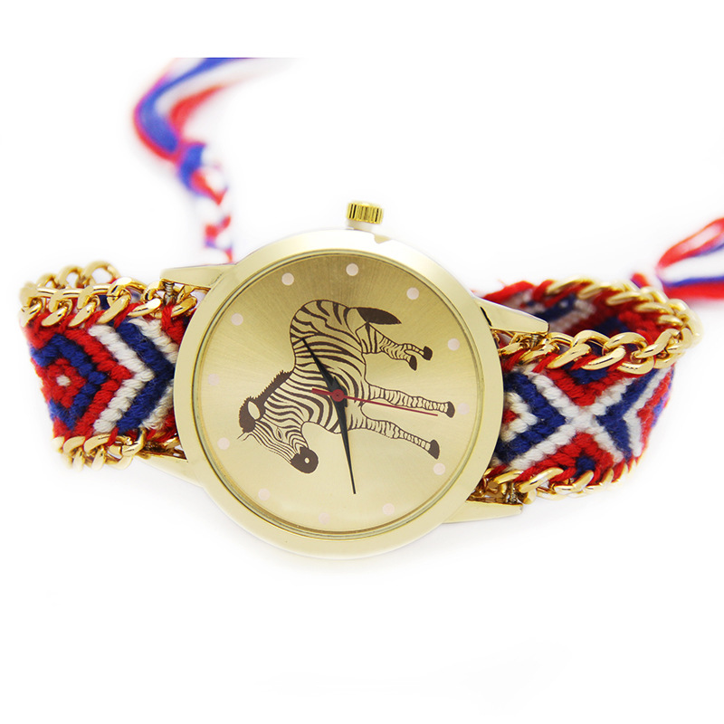 The New Zebra Artificial Weave Straps Fashion Watch Ms Cloth Belt Watches
