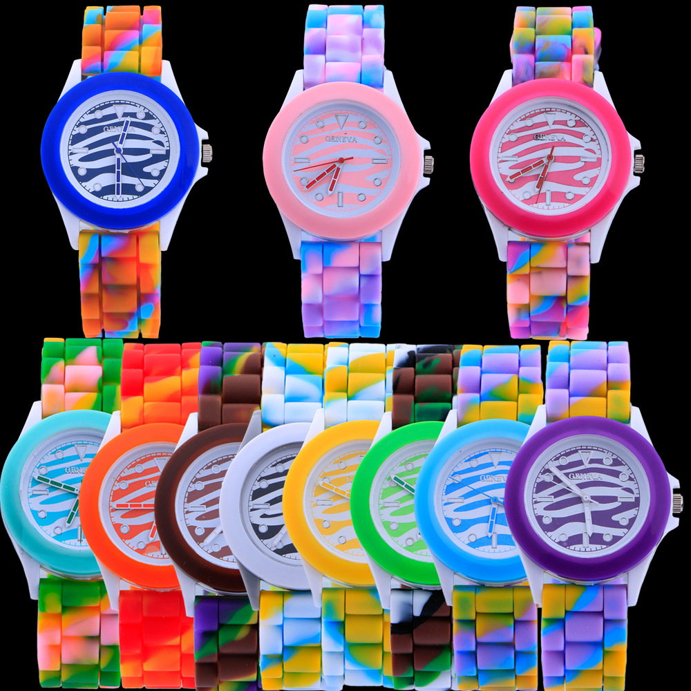 Camouflage Banma Ppattern Silica Gel Watch Fashion Colorful Ms Leisure Watches