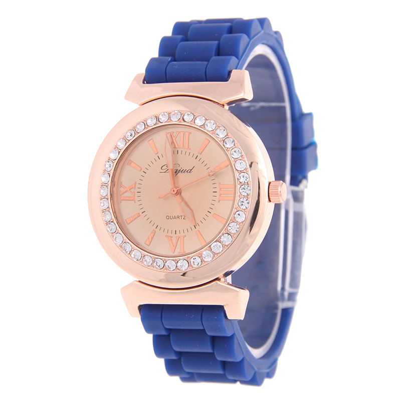 The New Ms Fashion Couple Watch Silica Gel Diamond Gold Shell Watches