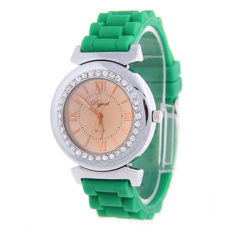 The New Ms Fashion Couple Watch Silica Gel Diamond Gold Shell Watches