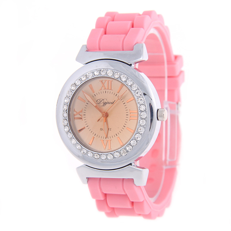 The New Ms Fashion Couple Watch Silica Gel Diamond Gold Shell Watches