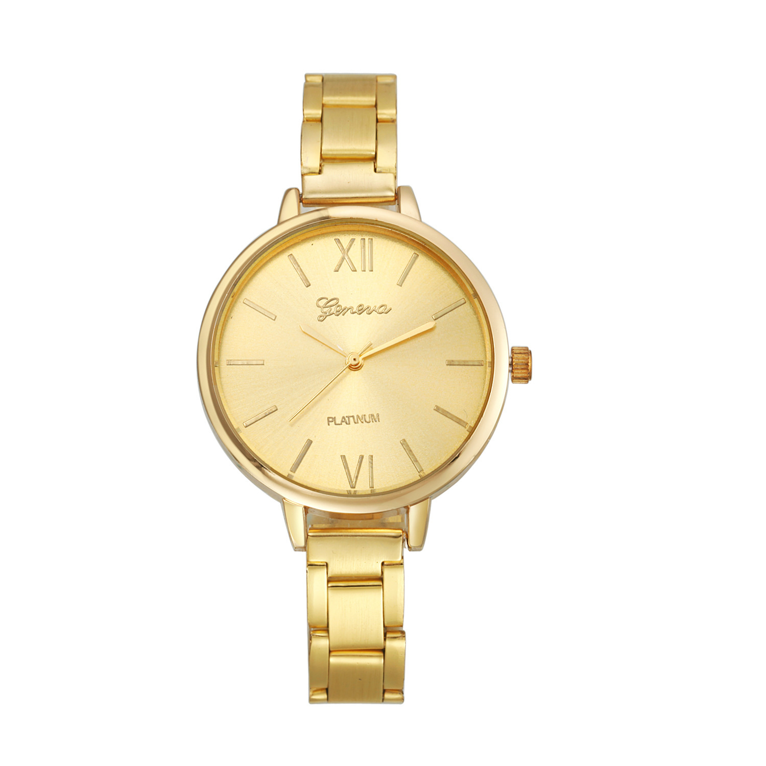Geneva Thin Belt Steel Strip Alloy Watch Quartz Watch  Ms High End Fashion Watches