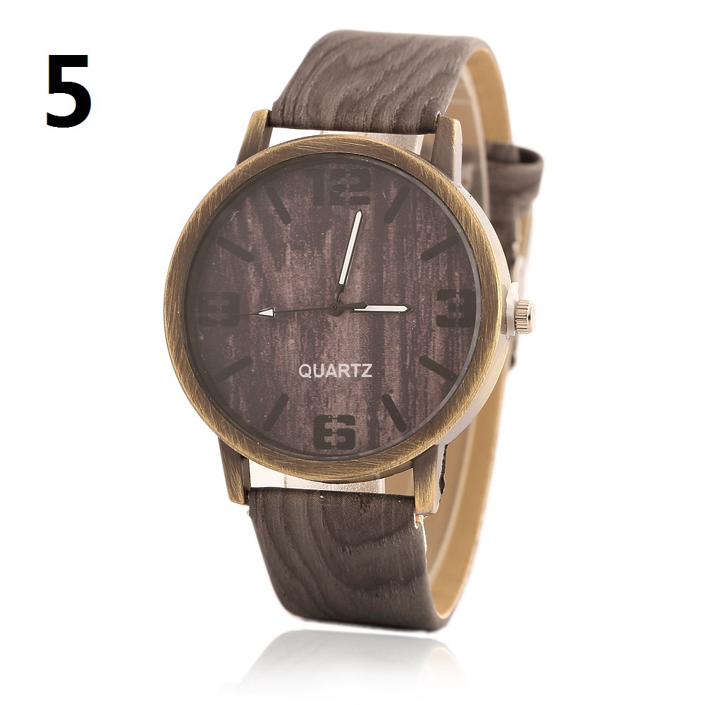 Retro Wood Grain Imitation Wood Headband Watch Western Style Fashion trend Big Word Leisure Watches