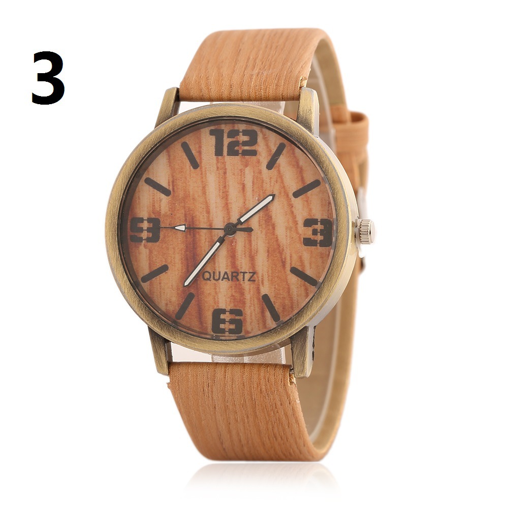 Retro Wood Grain Imitation Wood Headband Watch Western Style Fashion trend Big Word Leisure Watches
