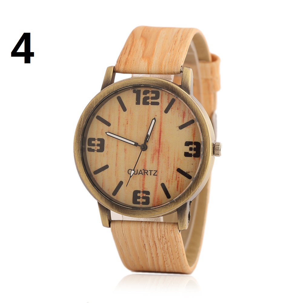 Retro Wood Grain Imitation Wood Headband Watch Western Style Fashion trend Big Word Leisure Watches