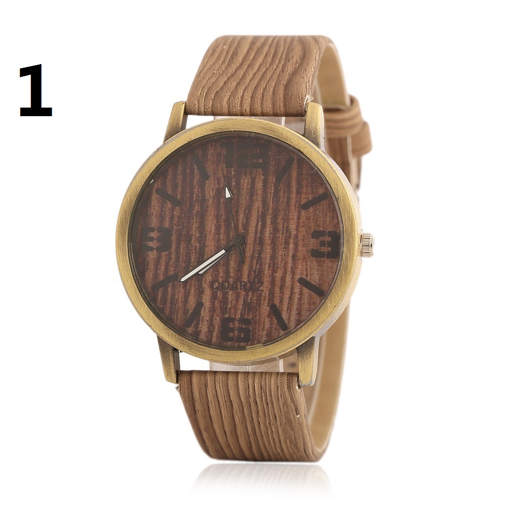 Retro Wood Grain Imitation Wood Headband Watch Western Style Fashion trend Big Word Leisure Watches