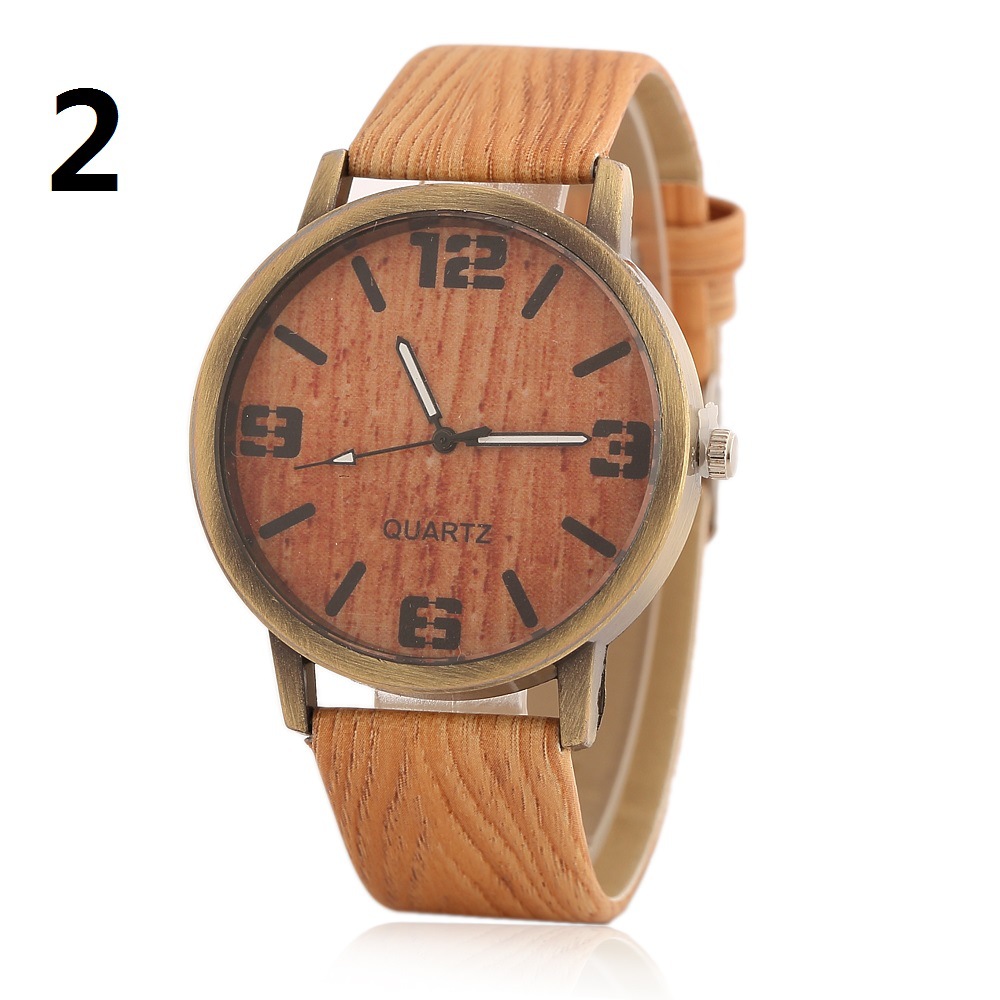 Retro Wood Grain Imitation Wood Headband Watch Western Style Fashion trend Big Word Leisure Watches