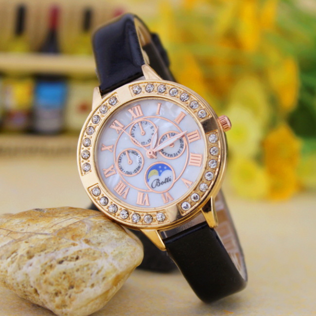 Fine Belt Watch Classic Style Watch  Narrow Straps Three Eyes Six Needle Trend Watch