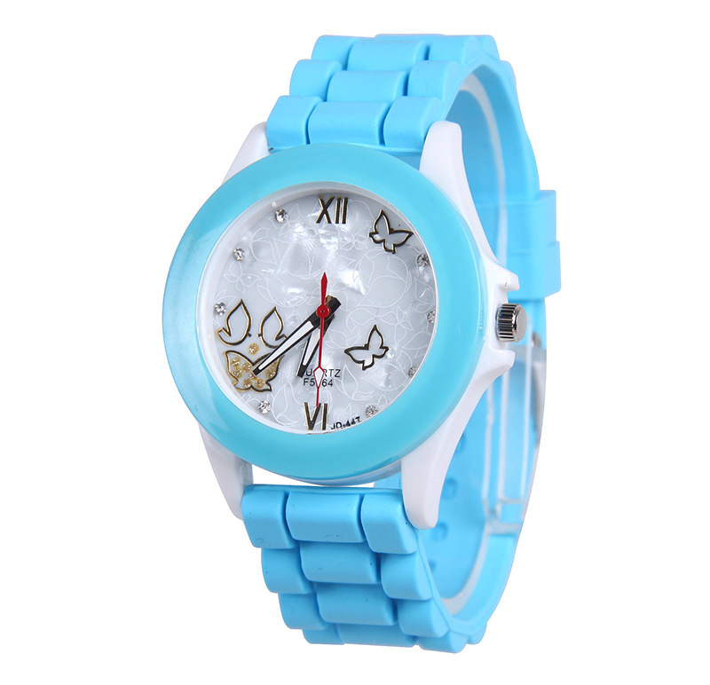 Ms Watch  White shell Plastic Shell Silicone Leisure Fashion Trend Simple Student Watch