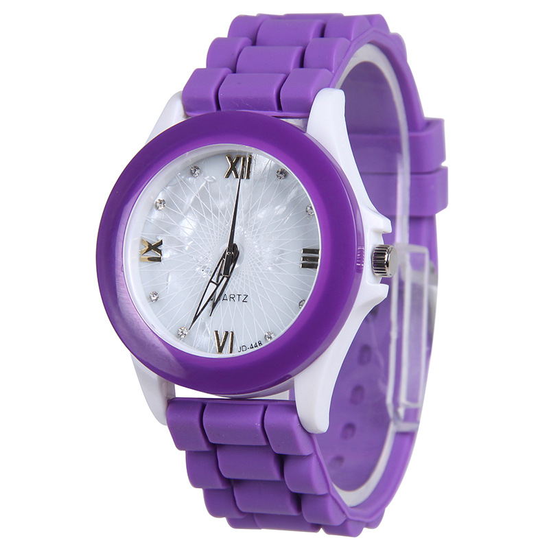 Ms Watch  White shell Plastic Shell Silicone Leisure Fashion Trend Simple Student Watch