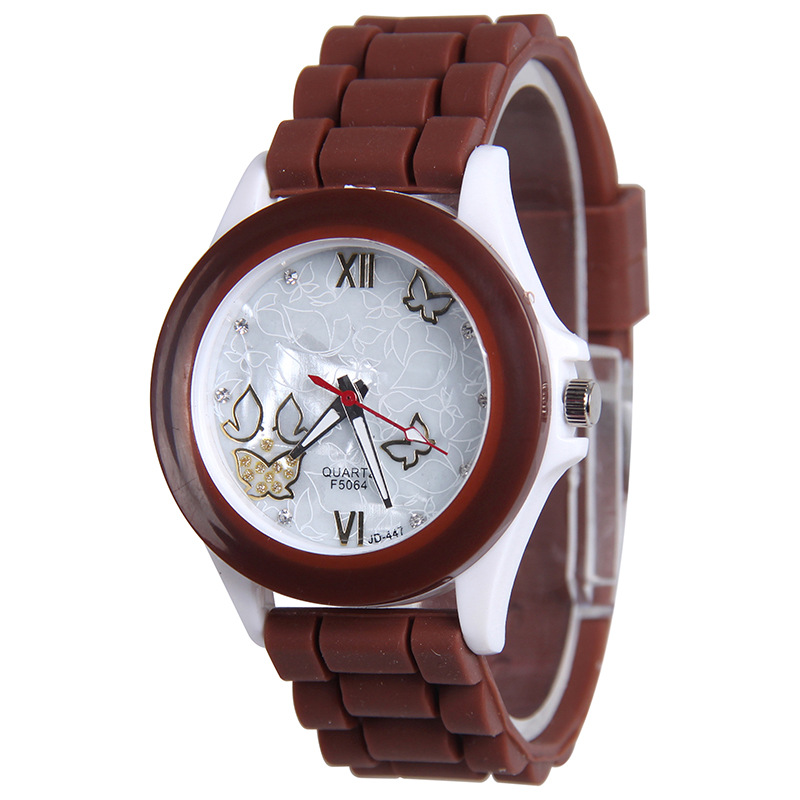 Ms Watch  White shell Plastic Shell Silicone Leisure Fashion Trend Simple Student Watch