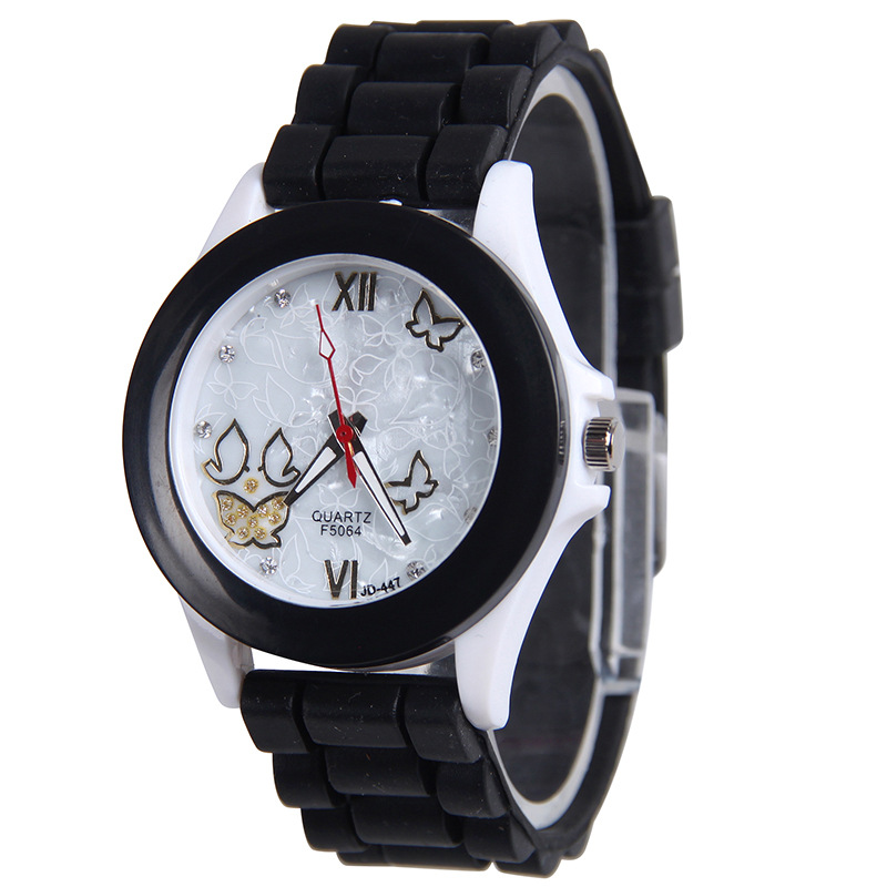 Ms Watch  White shell Plastic Shell Silicone Leisure Fashion Trend Simple Student Watch