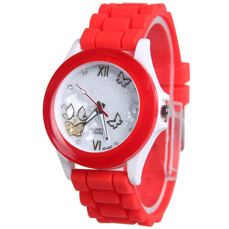 Ms Watch  White shell Plastic Shell Silicone Leisure Fashion Trend Simple Student Watch