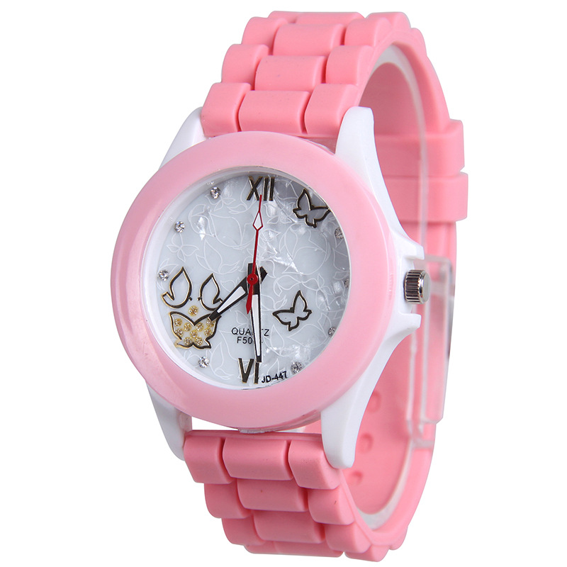 Ms Watch  White shell Plastic Shell Silicone Leisure Fashion Trend Simple Student Watch