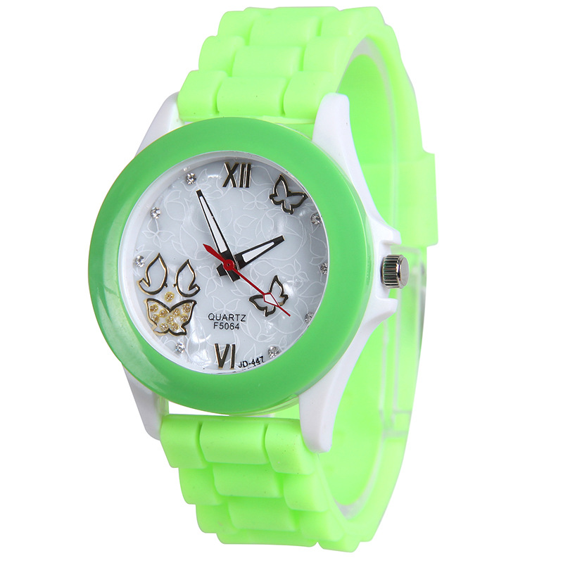 Ms Watch  White shell Plastic Shell Silicone Leisure Fashion Trend Simple Student Watch