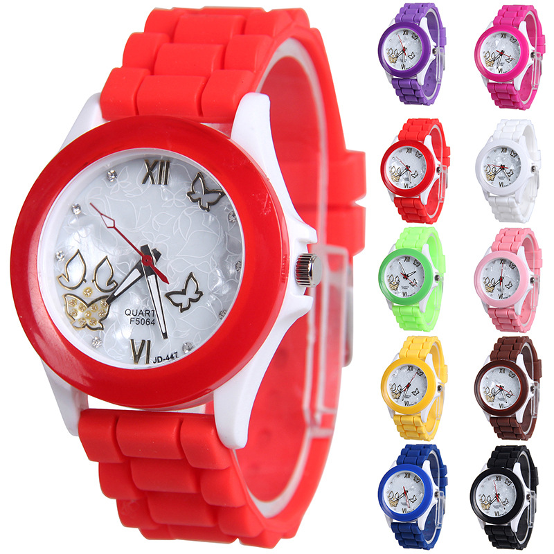 Ms Watch  White shell Plastic Shell Silicone Leisure Fashion Trend Simple Student Watch