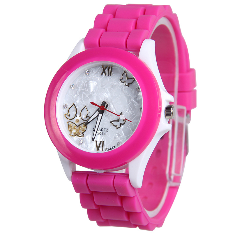 Ms Watch  White shell Plastic Shell Silicone Leisure Fashion Trend Simple Student Watch
