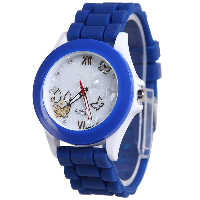 Ms Watch  White shell Plastic Shell Silicone Leisure Fashion Trend Simple Student Watch