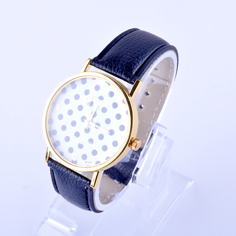 Belt Retro Watch  Black And white Dots Watch  Ms Leisure Alloy Watch