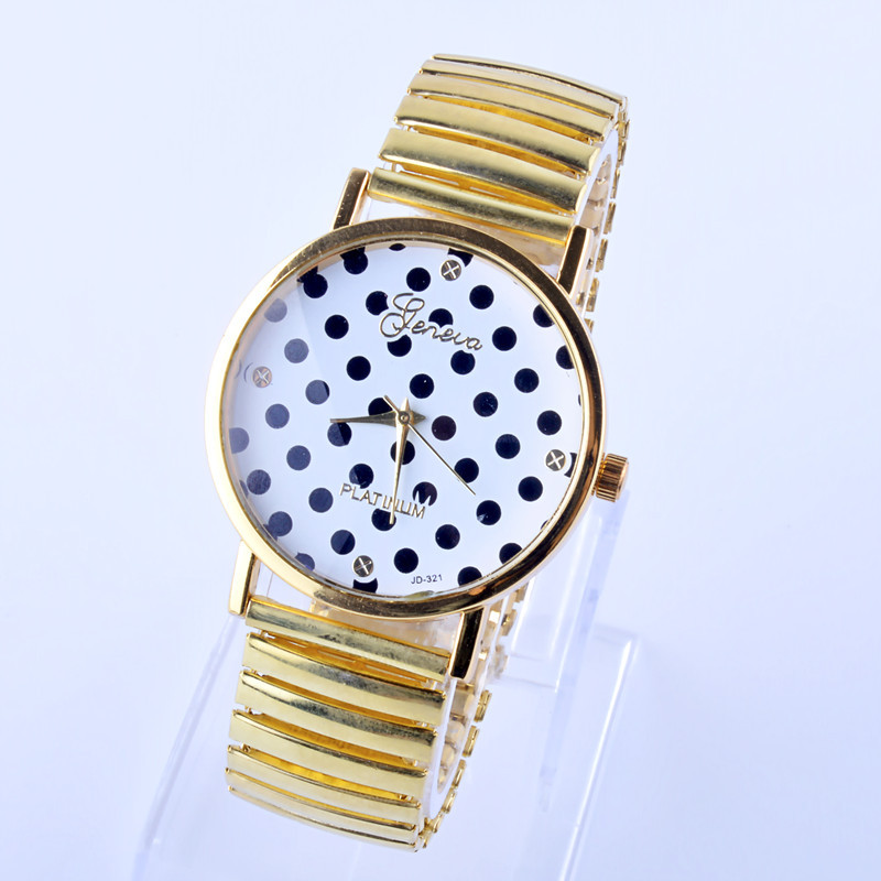 Belt Retro Watch  Black And white Dots Watch  Ms Leisure Alloy Watch