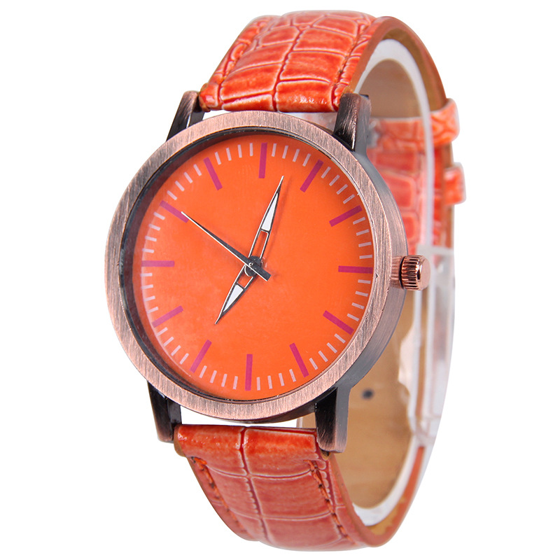 Red Bronze Crocodile Pattern Belt Watch Leisure Fashion Trend Watch