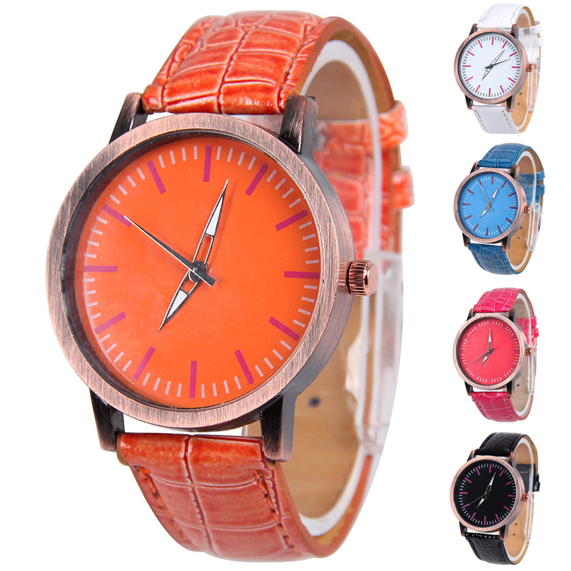 Red Bronze Crocodile Pattern Belt Watch Leisure Fashion Trend Watch